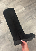 Load image into Gallery viewer, Billie Black faux suede fold down boots
