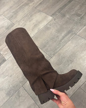 Load image into Gallery viewer, Billie brown faux suede fold down boots

