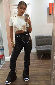 PU Leather Flares