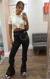 PU Leather Flares